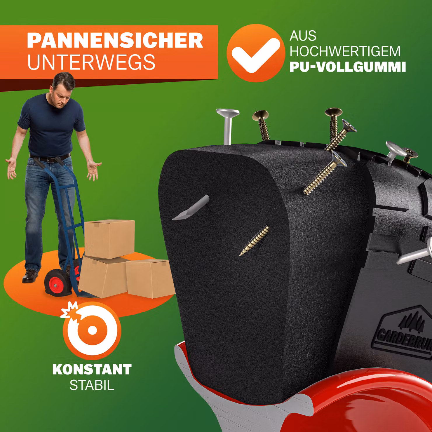 Set di 2 ruote GARDEBRUK in poliuretano con struttura in acciaio, disponibili in nero o rosso – 3