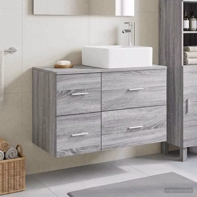 Set di mobili per il bagno 2 pz Sonoma grigio 3403965
