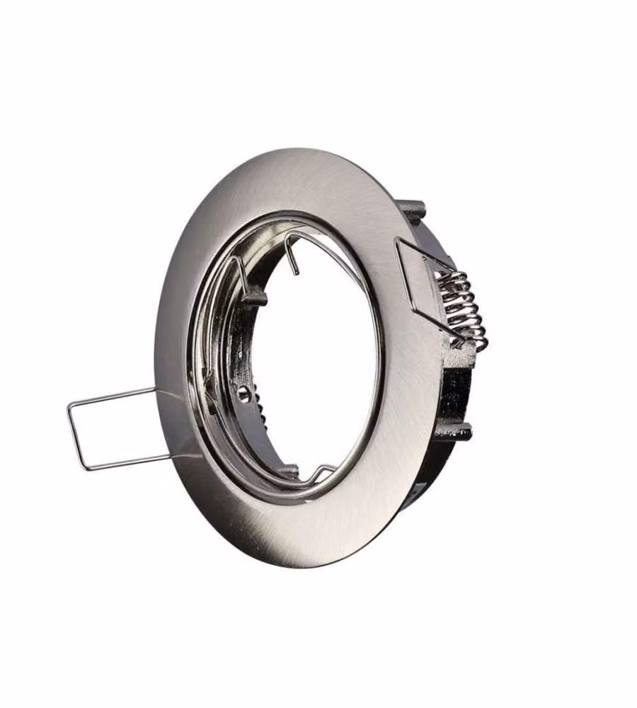 Portafaretto LED da Incasso Rotondo GU10 e GU5.3 (MR16) Colore Nichel Satinato Orientabile