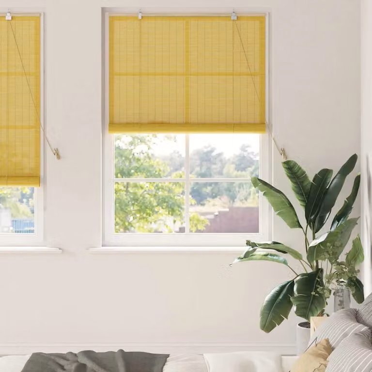 Tenda a rullo vidaXL in bambù giallo semi-trasparente, L: 120 cm, H: 220 cm