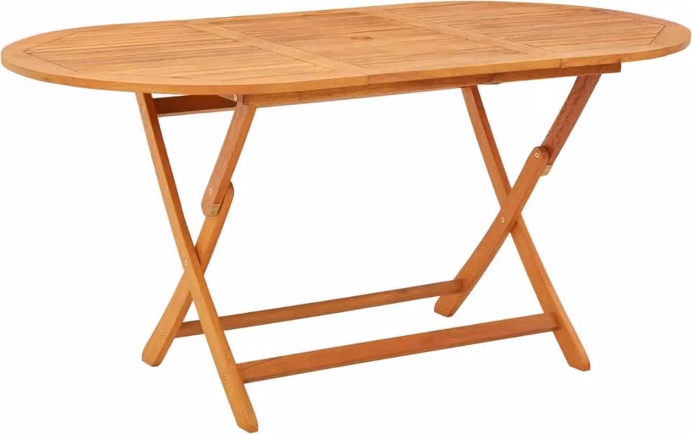 The Living Store Tavolo da giardino pieghevole 160x85x75 cm in legno massiccio di eucalipto