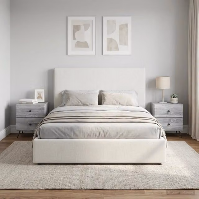Set di 2 Armadi da Notte vidaXL Moderni in MDF e Metallo, Grigio e Nero, L: 43 cm, P: 34,5 cm, H: 47,5 cm