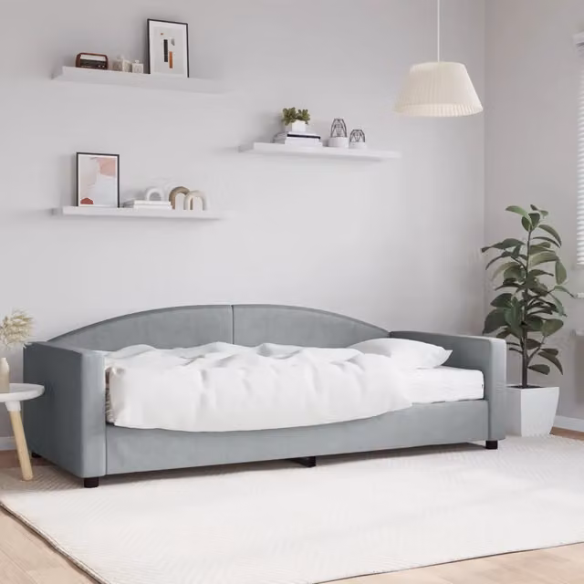 Divano Letto con Materasso-Sofa Letto-Daybed Grigio Chiaro 90x200 cm in Tessuto 895953