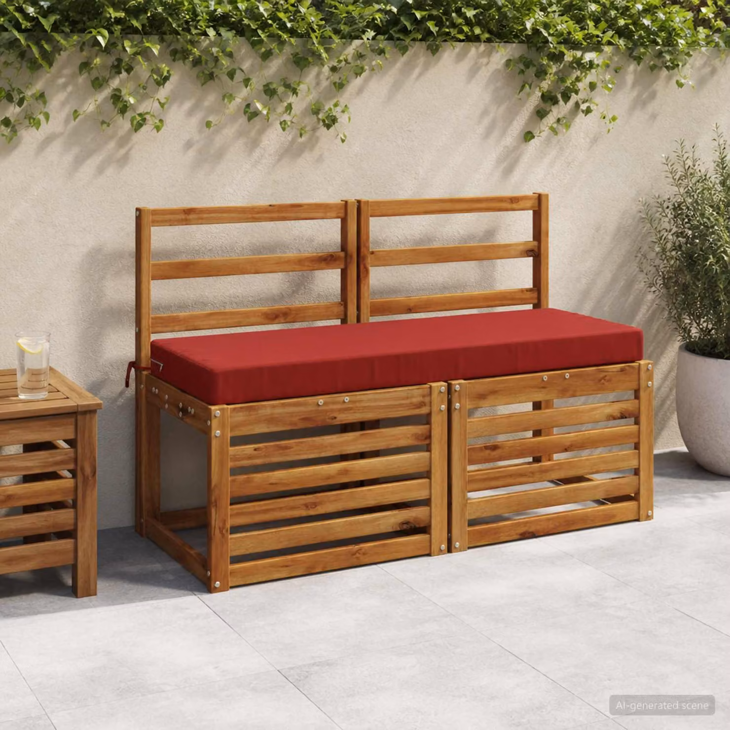Cuscino per panchina vidaXL SOEST rettangolare in poliestere rosso con rivestimento rimovibile e resistenza ai raggi UV