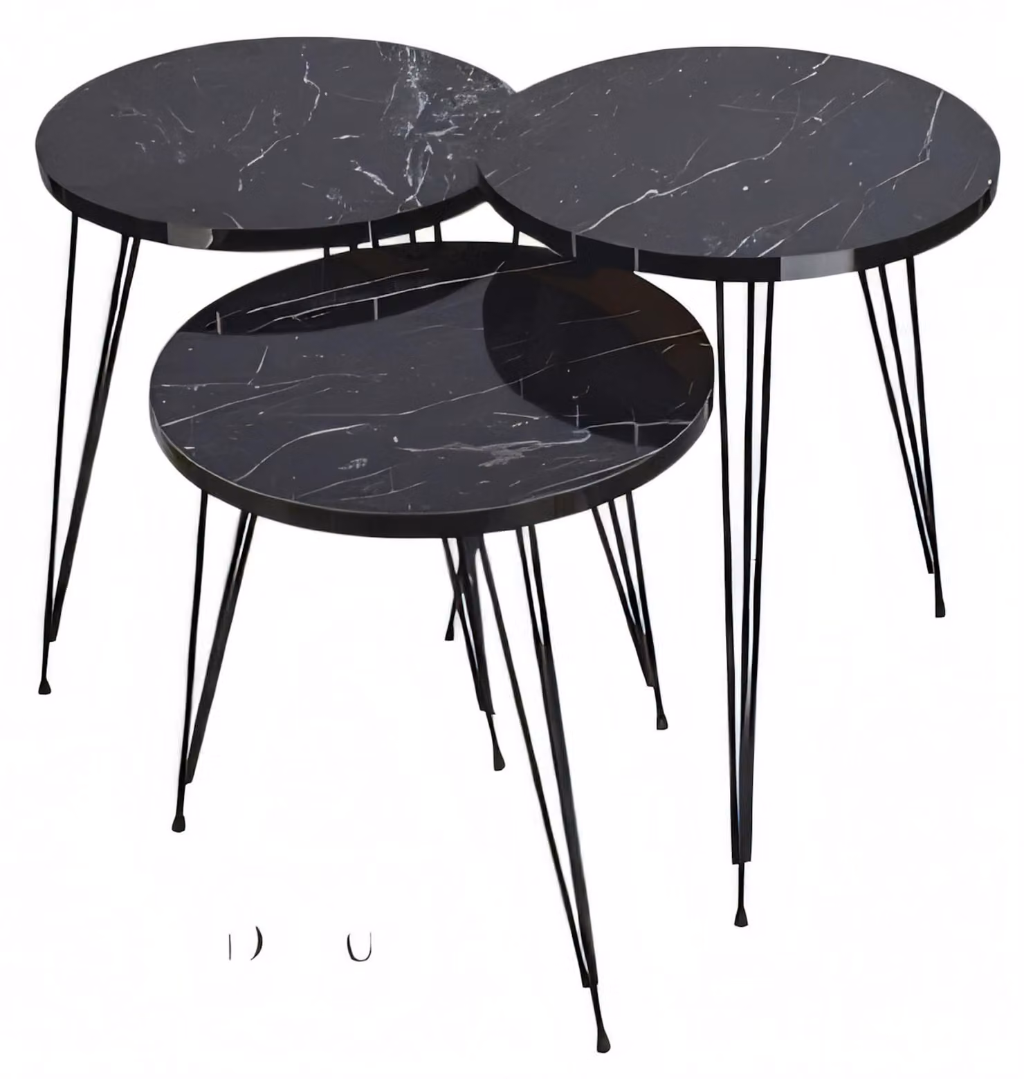 Elegantes schwarzes Couchtisch-Set aus Holz und Metall