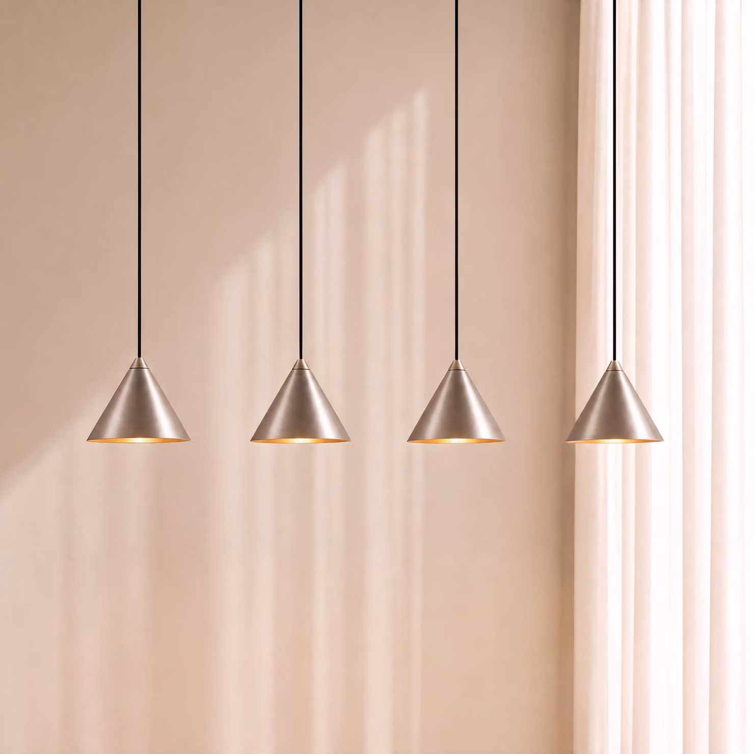 Lampada a sospensione Rhodes Lucande, dimmerabile, Alluminio / Grigio / Zincato, Soggiorno / Sala da pranzo, Metallo, Moderno, Lampada a sospensione