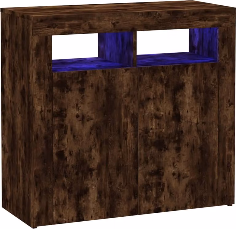 Credenza con Luci LED Rovere Fumo 80x35x75 cm