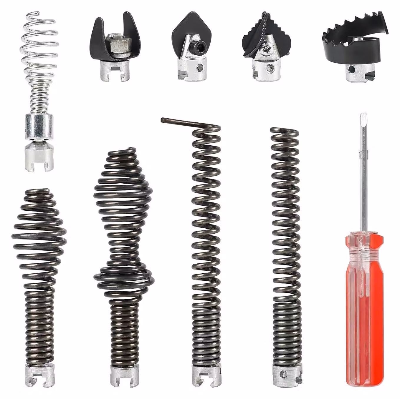 Kit per la pulizia dei tubi di scarico, composto da 10 pezzi, con attacco da 5/8 di pollice (16 mm), per la pulizia delle tubature