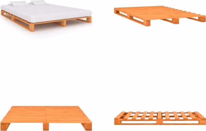 vidaXL Letto a pallet in pino massiccio marrone 200×200 cm - Struttura letto - Cornici letto - Struttura letto - Letto