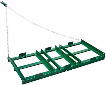 Erpice trainato VEVOR in acciaio verde con barre regolabili e catena da 1830 mm per ATV, UTV, trattore o tosaerba, L: 1220 mm, P: 500 mm, H: 100 mm