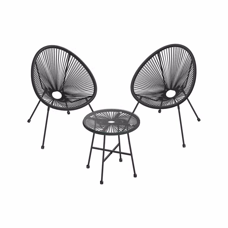 Set di 3 Sedie Acapulco | SONGMICS, Nero