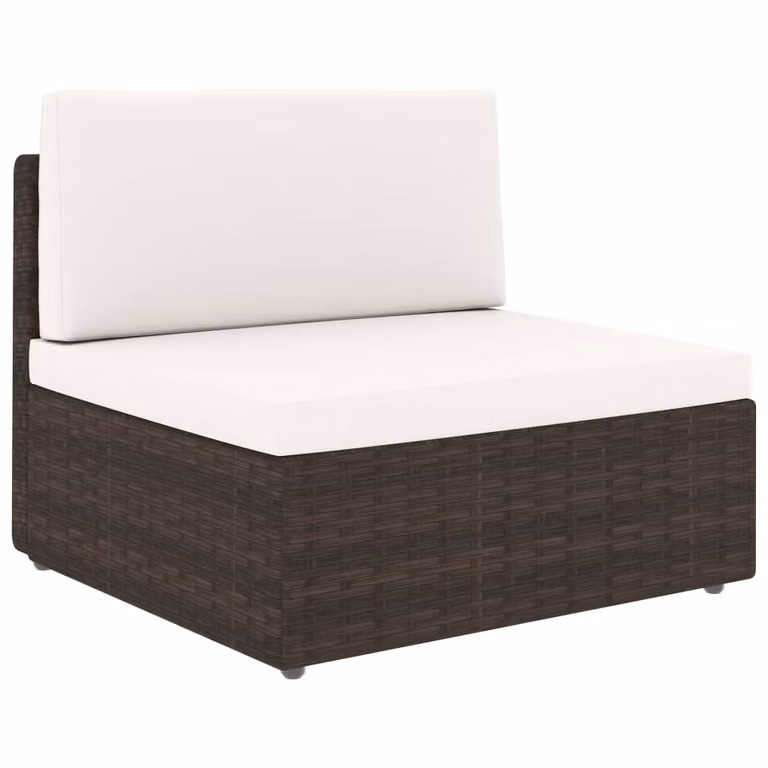 Set Divani da Giardino 5 pz con Cuscini in Polyrattan Marrone