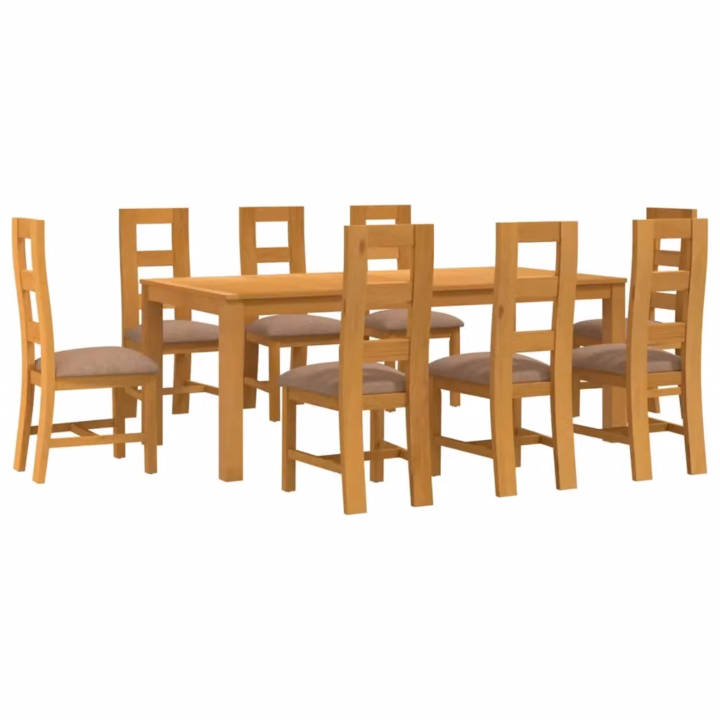 Set da pranzo moderno vidaXL in legno di quercia composto da 1 tavolo rettangolare e 8 sedie, Grigio e Marrone, L: 200 cm, P: 110 cm, H: 75 cm – 2
