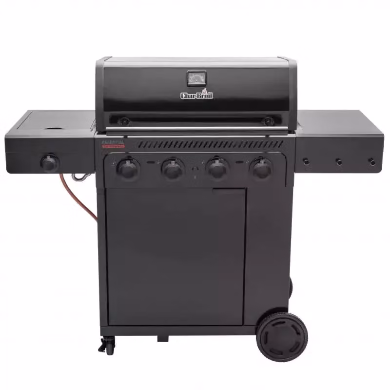 Barbecue a gas Char-Broil in acciaio con griglie in ghisa, bruciatore laterale e ripiano riscaldante, colore nero – 2