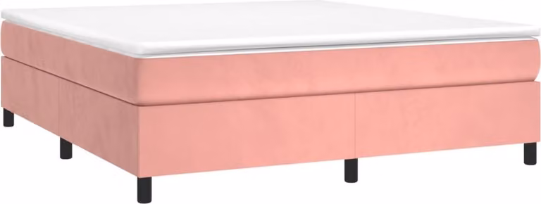 Giroletto a Molle con Materasso Rosa 160x200 cm in Velluto