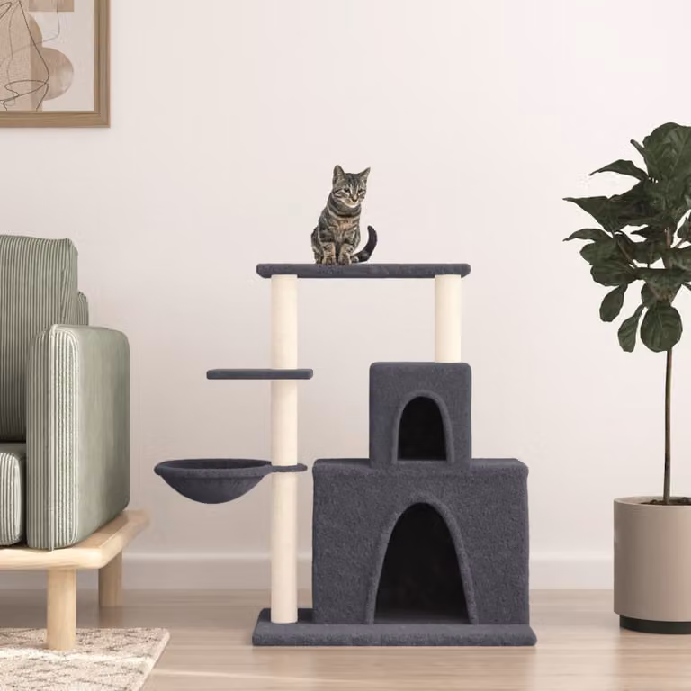 Albero per gatti vidaXL con tiragraffi in sisal sostituibile, colore grigio, Altezza: 83 cm