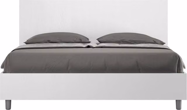 BS COM Letto matrimoniale contenitore doppia alzata 160x200 bianco frassino