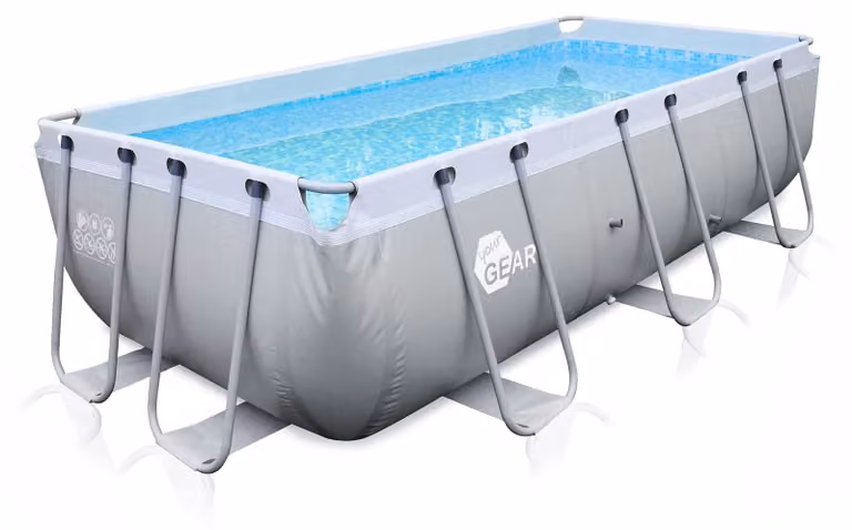 Piscina rettangolare - Telaio in acciaio - 396 x 207 x 100 cm - Grigio - Per giardino e terrazza