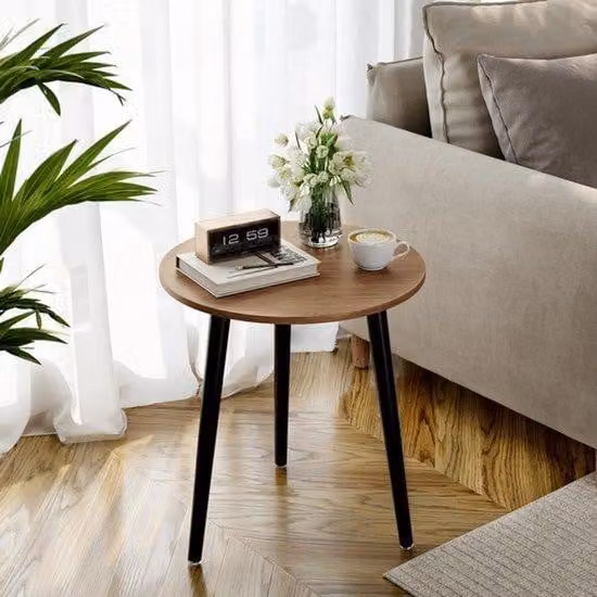Tavolino rotondo in legno, stile scandinavo, diametro 42 cm, altezza 51 cm, con piedini antiscivolo, capacità di carico 20 kg, ideale per il soggiorno