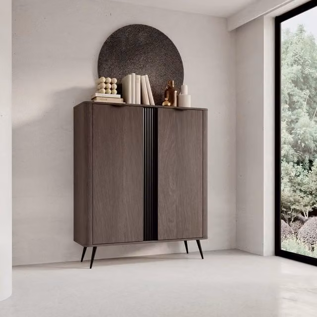 Madia Hazamale, Credenza 2 Ripiani, 113x38x134h cm Marrone Noce