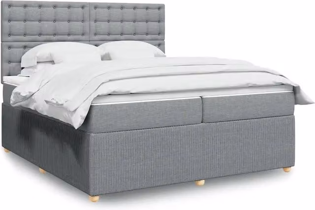 Letto Ibrido vidaXL con Giroletto a Molle e Materasso Grigio Chiaro e Bianco L/P: 200 x 200 cm