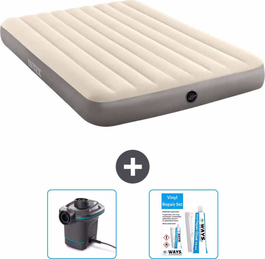 Letto ad aria Intex - 2 persone - 152 x 203 x 25 cm - Beige - include pompa e kit di riparazione