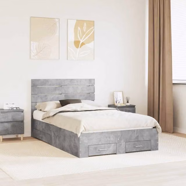 Struttura del letto con cassetto Grigio cemento 135 x 190 cm 3411654