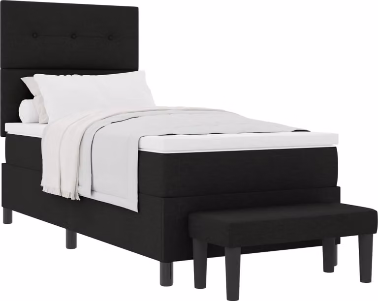 Letto a molle con testiera Nero 80 x 200 cm Tessuto