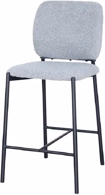 Sedia da banco RITA Meublorama in tessuto grigio e metallo nero stile industriale H: 99 cm – 1