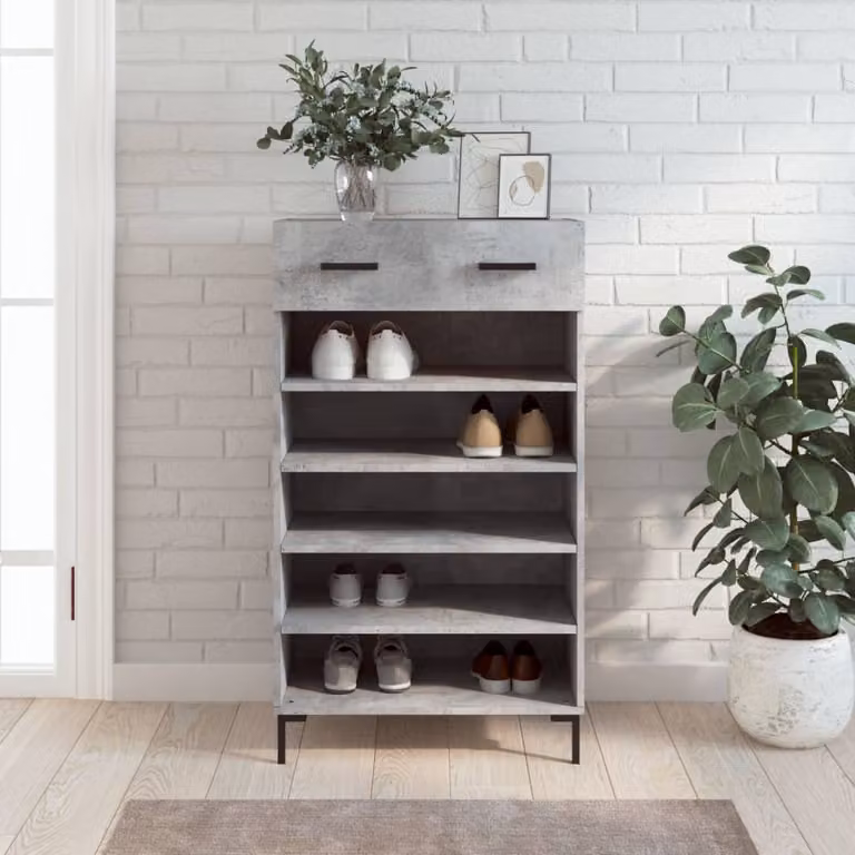 Scarpiera industriale vidaXL in legno e metallo, Grigio, L: 60 cm, P: 35 cm, H: 105 cm