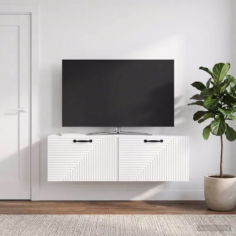 vidaXL Mobile Porta TV da Muro Bianco Lucido L 98 x P 31 x H 30 cm