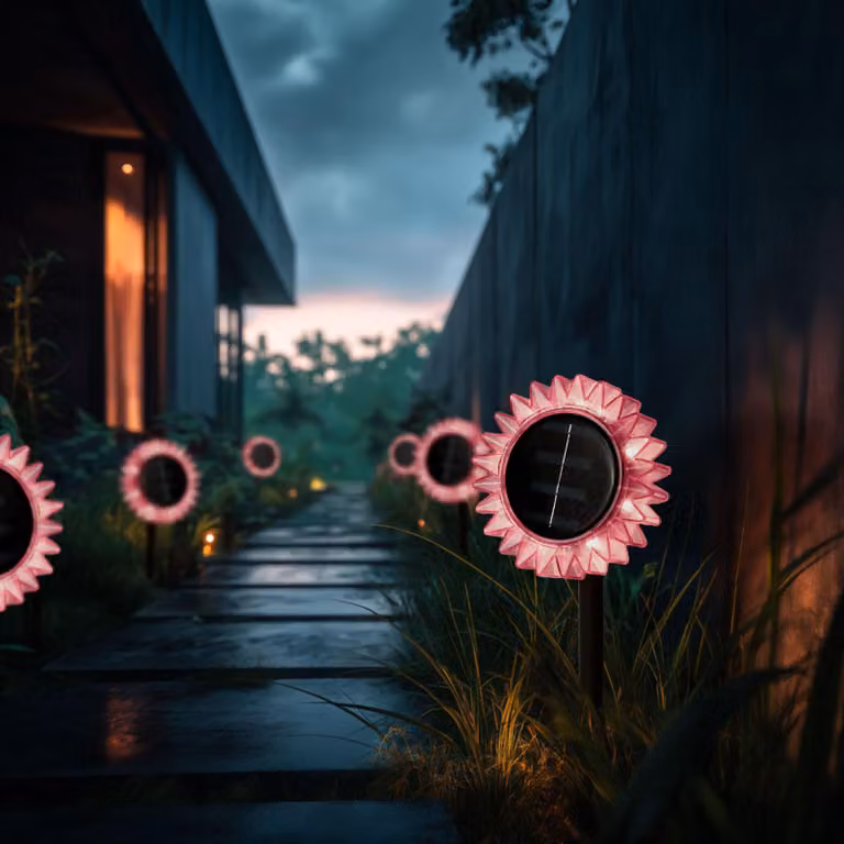 Lampada da giardino solare Girasole Rosa – Lampada da esterno a LED – Da appoggio o da appendere – Luce bianca calda – Resistente all'acqua (IP44) – Decorazione per giardini e terrazze [11761A]