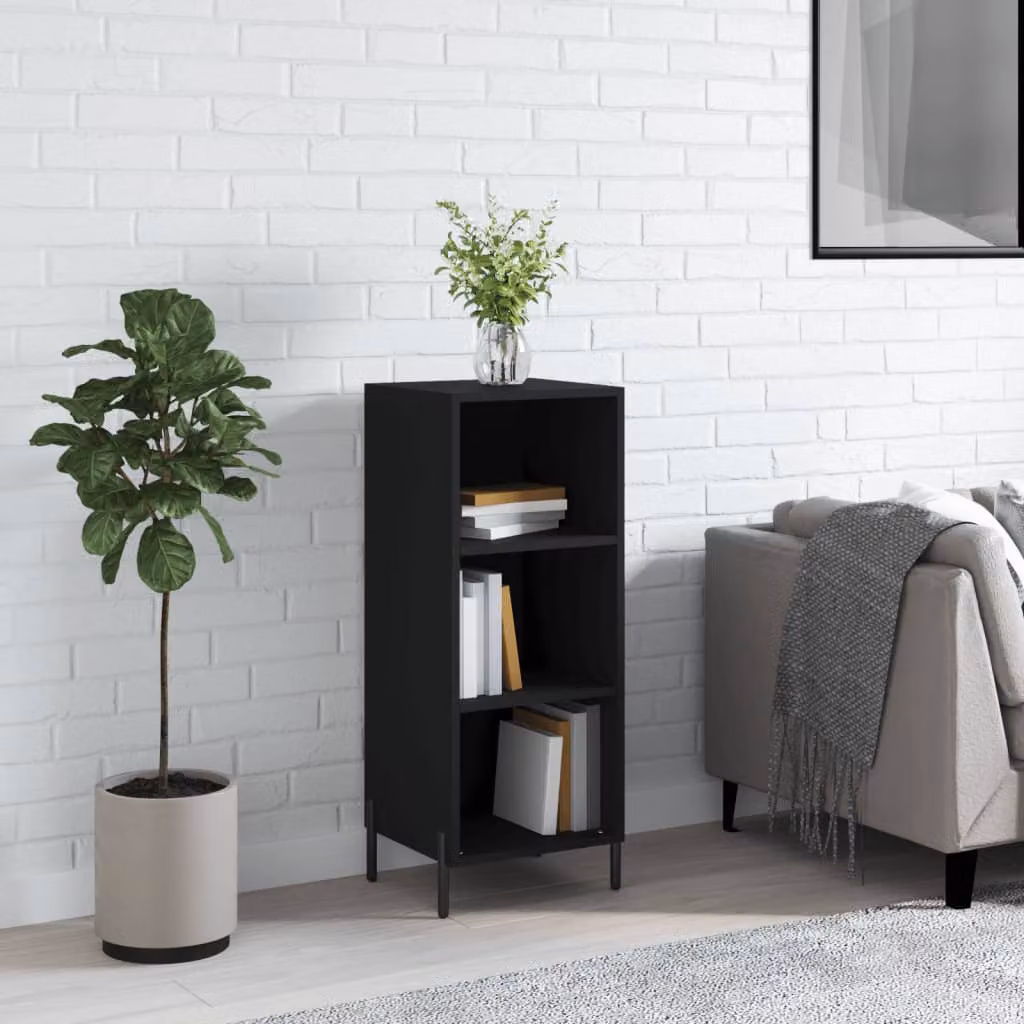 Credenza nera vidaXL a parete in legno e metallo L: 34,5 cm, P: 32,5 cm, H: 90 cm