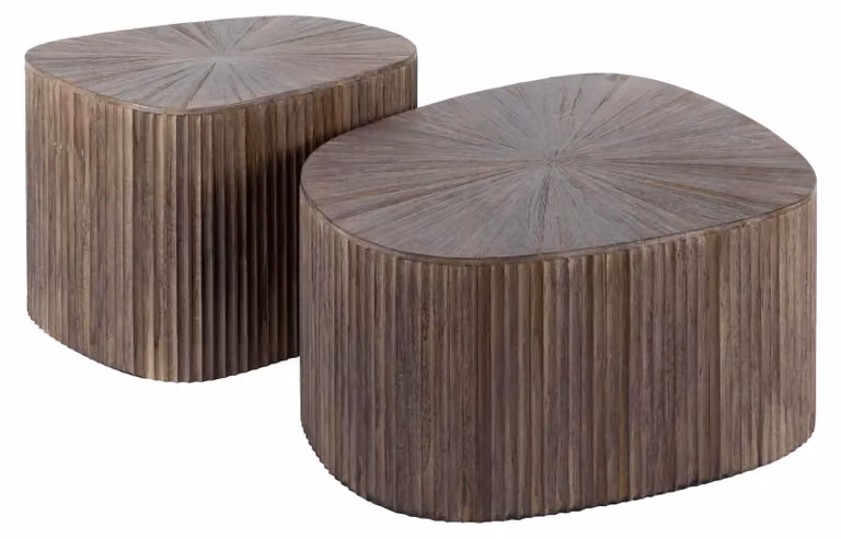FURNLUX Tavolino Maya Teak 73 cm (2 pezzi) / Colore principale: marrone / Dimensioni: 73 x 31 x 68 cm
