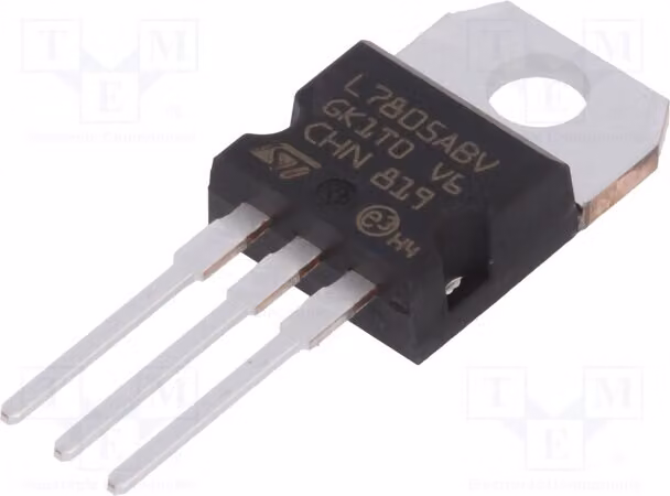 3x IC: Stabilizzatore di tensione, 1,5A, linea regolata (no), 5V, montaggio a foro passante (THT), modello L7805ABV-DG, non regolato