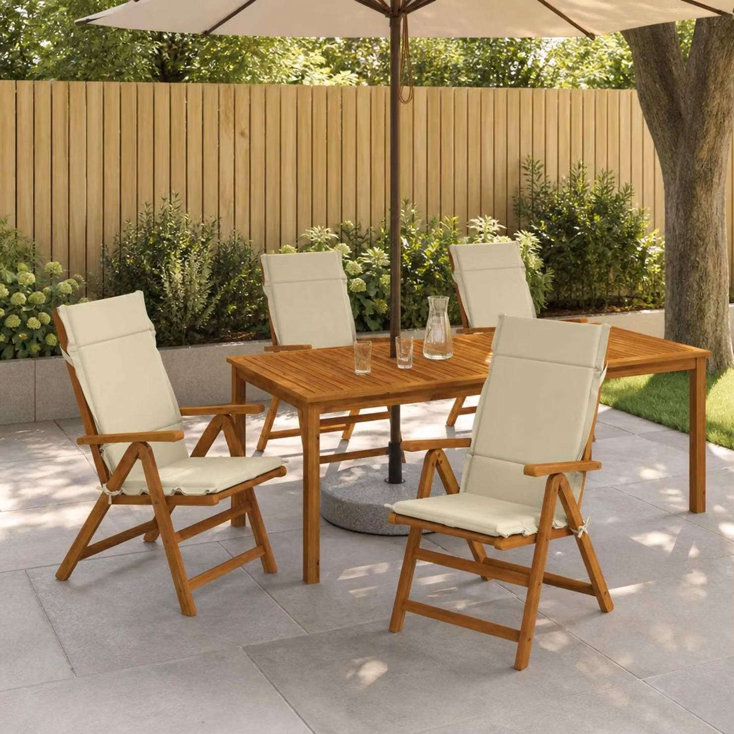 Set di 6 cuscini per sedia alta vidaXL GEMERT in poliestere, beige e bianco