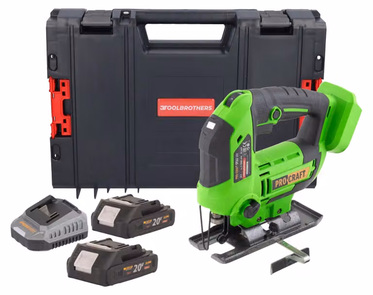 Seghetto alternativo a batteria Procraft ST22 20 V 80 mm Brushless + 2 batterie 2,0 Ah + caricabatterie + valigetta portautensili RHINO