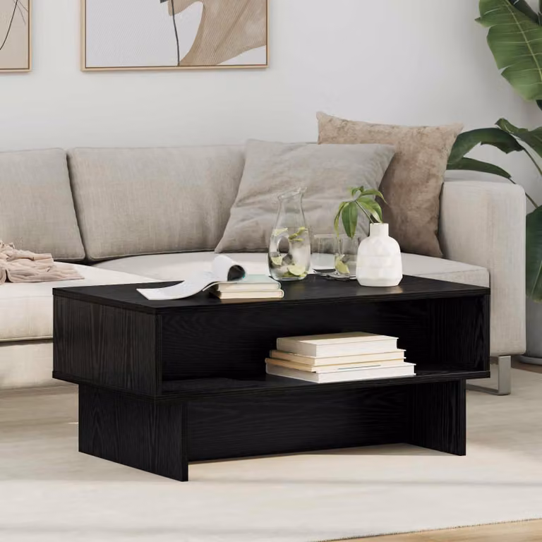 Tavolino da salotto moderno vidaXL in legno e MDF nero, L 80 cm x P 46 cm x H 35 cm