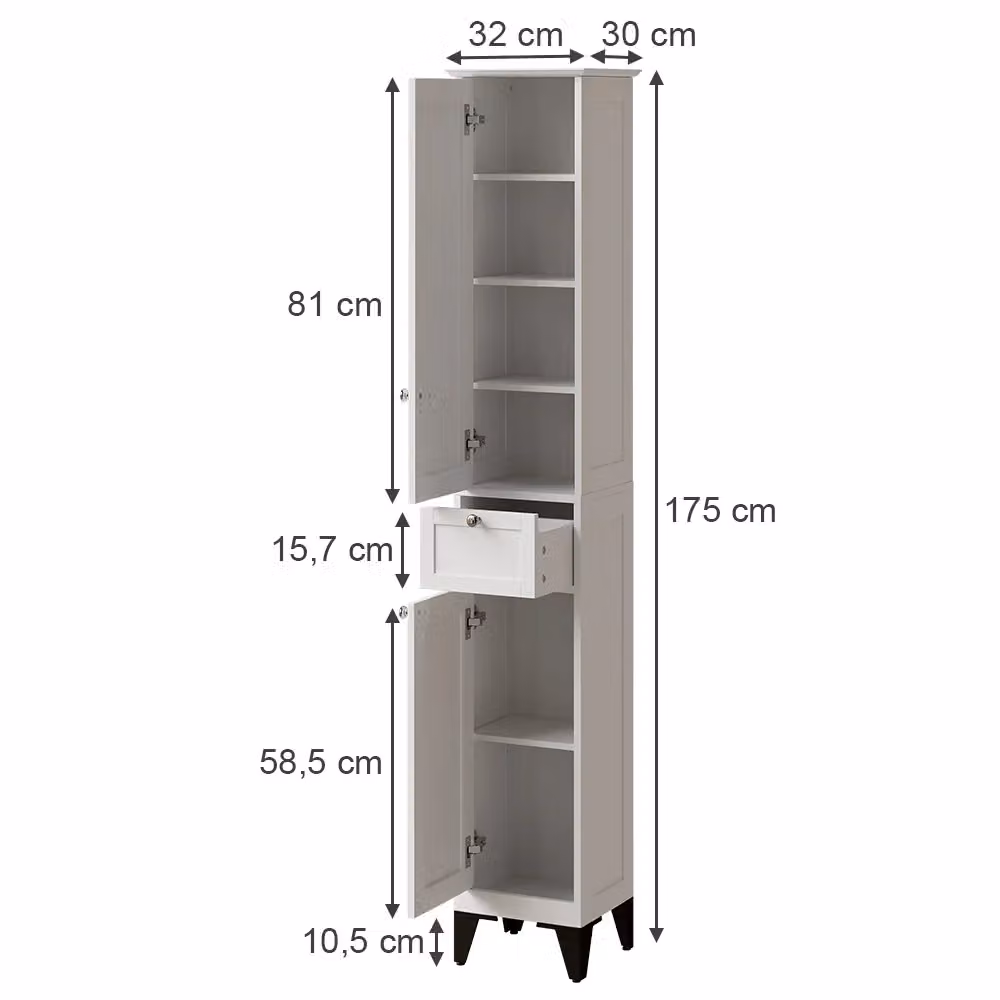 Mobile alto da bagno Vicco Bianco Moderno L/P/H: 30 x 32 x 175 cm – 2