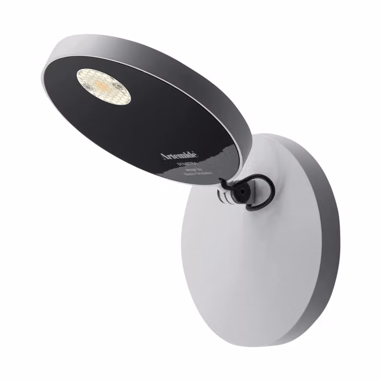 Artemide Applique da parete di design Demetra Spotlight, dimmerabile, Bianco / Opale, Soggiorno / Sala da pranzo, Alluminio, Design, Applique