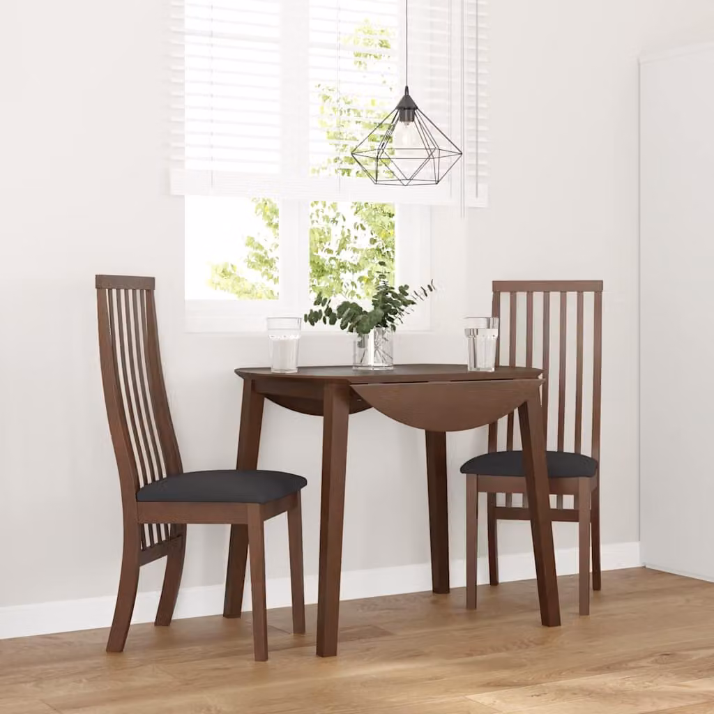 Set di 2 sedie da pranzo con cuscini vidaXL in legno di hevea marrone e nero