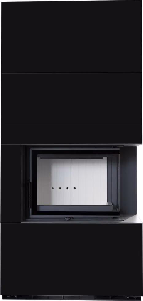 Kit caminetto KRATKI FLOKI BOX destro 8 kW Ø 160 quarzo sinterizzato NERO ASSOLUTO