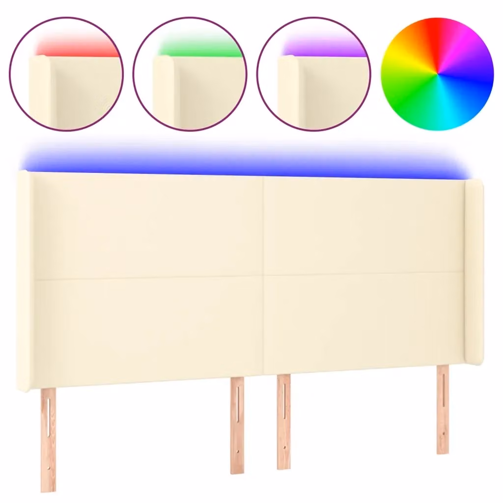 Testiera con LED e porta USB vidaXL in similpelle beige L: 203 cm, P: 16 cm, H: 118 cm – 2