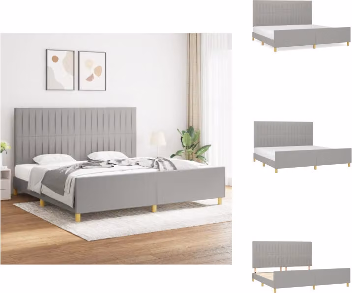 vidaXL Struttura letto con testiera in tessuto grigio chiaro 200x200 cm - Letti e strutture letto