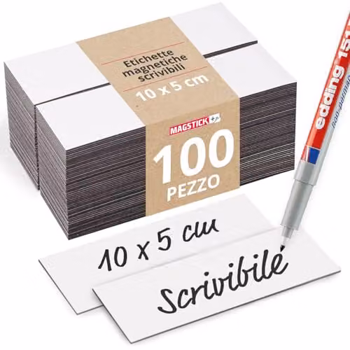 Magstick Strisce Magnetiche 100 Pezzi 10 x 5 cm Scrivibili - mag154