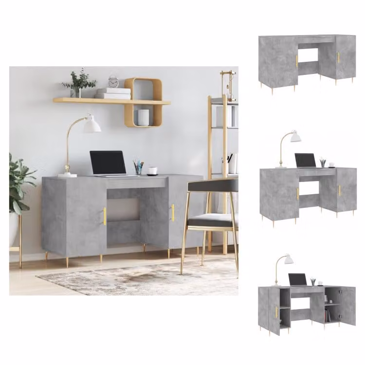 vidaXL Scrivania grigio cemento 140x50x75 cm in legno - Scrivanie