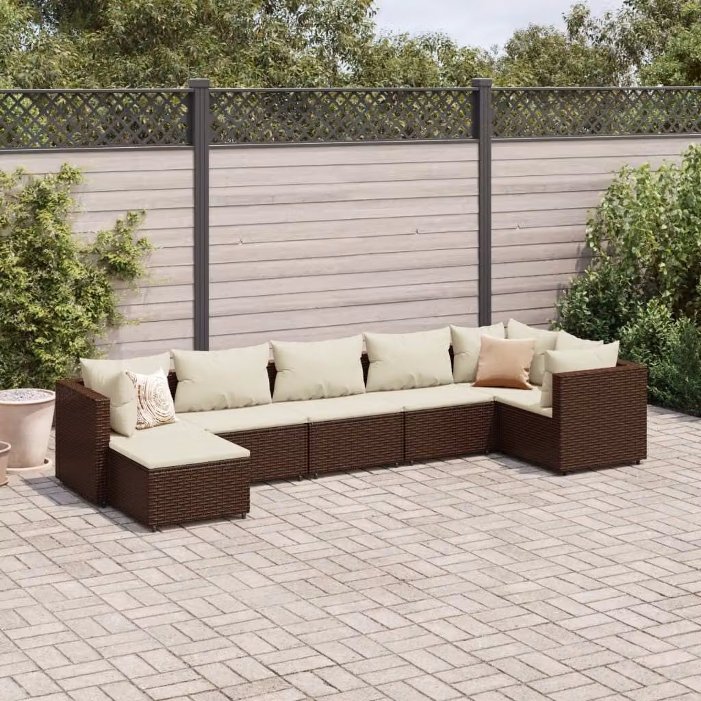 Maison Exclusive - Set da giardino 7 pezzi con cuscini Marrone Poly Rattan