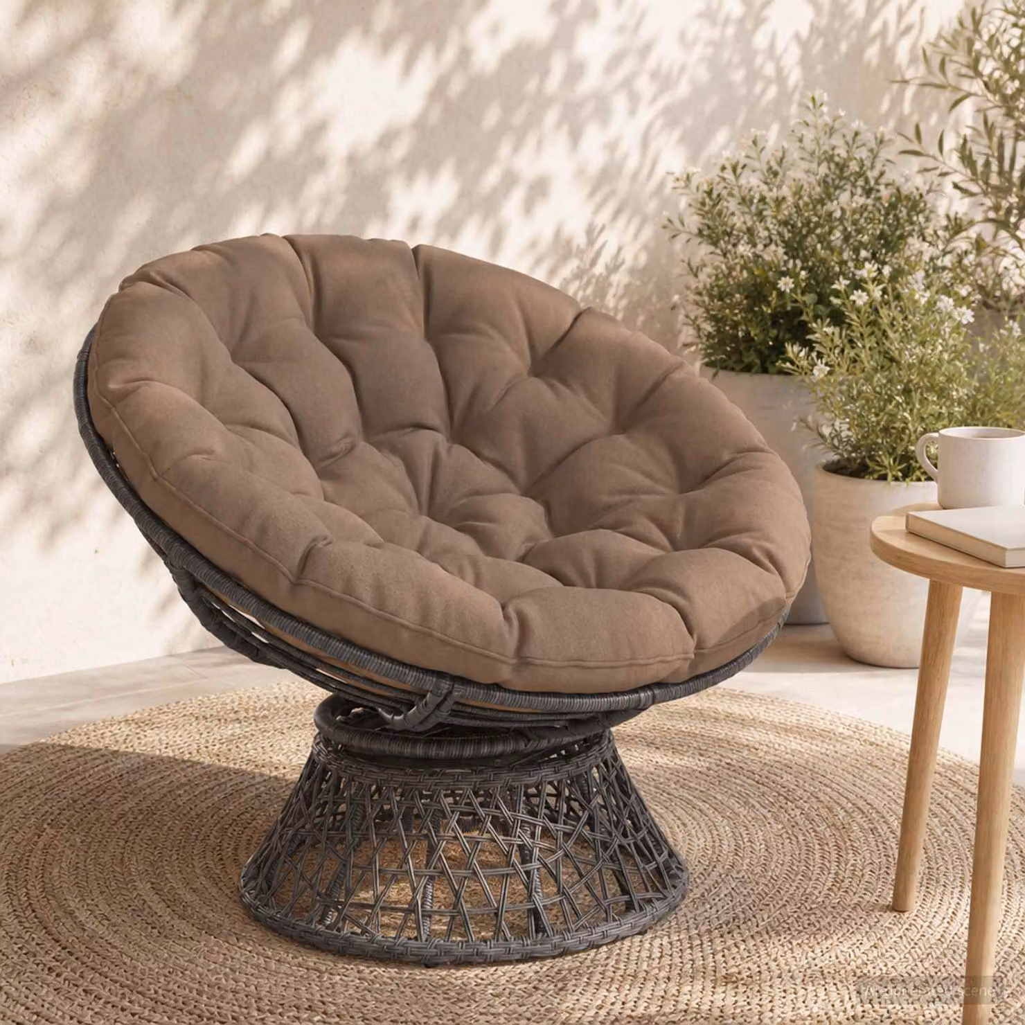 Cuscino per Sedia Papasan vidaXL VIANEN in Poliestere, Colore Tortora