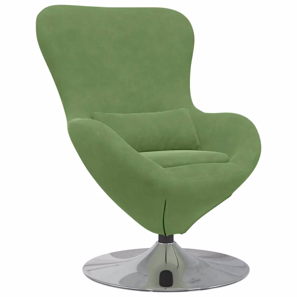 Poltrona uovo moderna vidaXL in velluto verde con struttura in metallo e rotazione a 360 gradi L: 73 cm, P: 40 cm, H: 90 cm – 2
