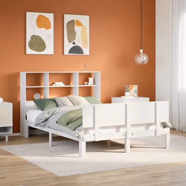 Letto Libreria senza Materasso Bianco 160x200 cm Legno di Pino 3322671